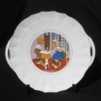 Ancien plat a dessert decor d enfants digoin sarreguemines intitulee la berceuse 1