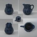 Ancien pot a creme bleu en barbotine de onnaing 1