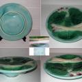 Ancienne assiette a asperges en barbotine marquee au dos g1 195 majolica a 1