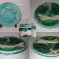 Ancienne assiette a asperges en barbotine marquee au dos g4 175 majolica b 1