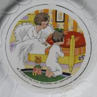 Ancienne assiette a dessert decor d enfants dv sarreguemines intitulee 10 n oublie pas d lui reclamer les confitures 4