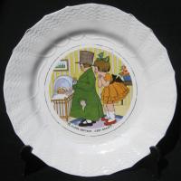 Ancienne assiette a dessert decor d enfants dv sarreguemines intitulee 12 alors docteur c est grave 1