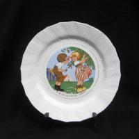 Ancienne assiette a dessert decor d enfants dv sarreguemines intitulee 5 on dira qu c est les oiseaux 1