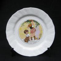 Ancienne assiette a dessert decor d enfants dv sarreguemines intitulee 6 le fruit defendu 1