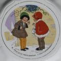 Ancienne assiette a dessert decor d enfants dv sarreguemines intitulee 8 pour qu ca porte bonheur y faut s embrasser 1